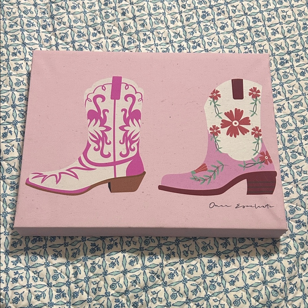 Pink Floral Cowboy Boots Canvas
